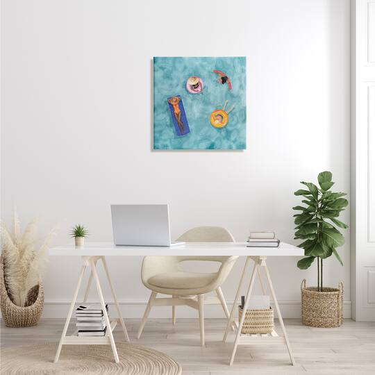 Stupell Industries Group of People Lounging In Water Pool Toys Canvas Wall Art